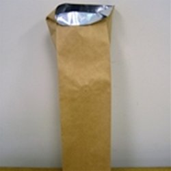 NATURAL KRAFT BAGS WITH FOIL LINING & DEGASSING VALVE - 3-3/8"x2-1/2"x13"